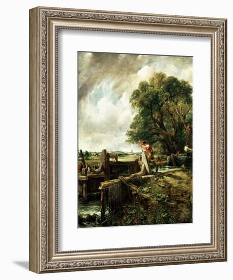 Barges Passing a Lock on the Stour-John Constable-Framed Giclee Print