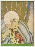 Typical Flapper with Platinum Blonde Bobbed Hair Green Eye-Shadow Rouge and Pencil Thin Eyebrows-Barjanbey-Mounted Art Print