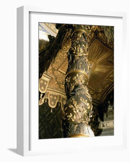 Barley Sugar Column from the Baldacchino with Laurel Leaves and Putti Chasing Bees, 1633-Giovanni Lorenzo Bernini-Framed Giclee Print