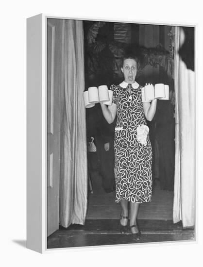 Barmaid Tipping over Glasses of Beer as Camera Flash Scares Her at Hans Luther's Farewell Party-Thomas D^ Mcavoy-Framed Premier Image Canvas