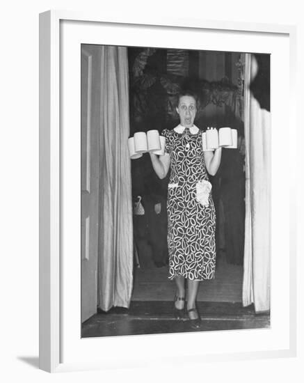 Barmaid Tipping over Glasses of Beer as Camera Flash Scares Her at Hans Luther's Farewell Party-Thomas D^ Mcavoy-Framed Premium Photographic Print