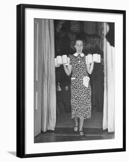 Barmaid Tipping over Glasses of Beer as Camera Flash Scares Her at Hans Luther's Farewell Party-Thomas D^ Mcavoy-Framed Premium Photographic Print