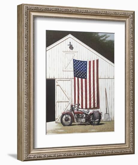 Barn and Motorcycle-Zhen-Huan Lu-Framed Art Print