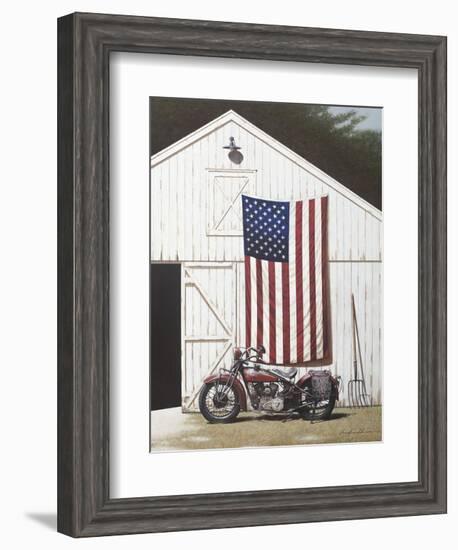 Barn and Motorcycle-Zhen-Huan Lu-Framed Art Print