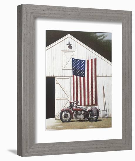 Barn and Motorcycle-Zhen-Huan Lu-Framed Art Print