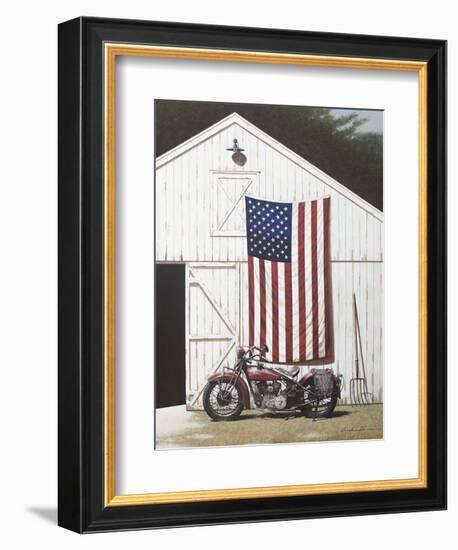 Barn and Motorcycle-Zhen-Huan Lu-Framed Art Print