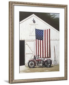 Barn and Motorcycle-Zhen-Huan Lu-Framed Art Print