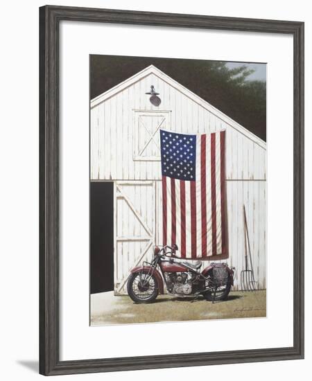 Barn and Motorcycle-Zhen-Huan Lu-Framed Art Print