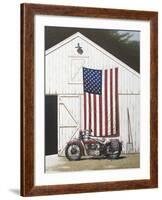 Barn and Motorcycle-Zhen-Huan Lu-Framed Art Print