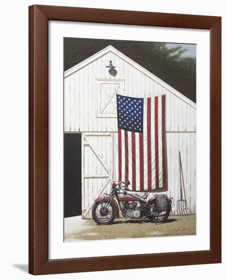 Barn and Motorcycle-Zhen-Huan Lu-Framed Art Print