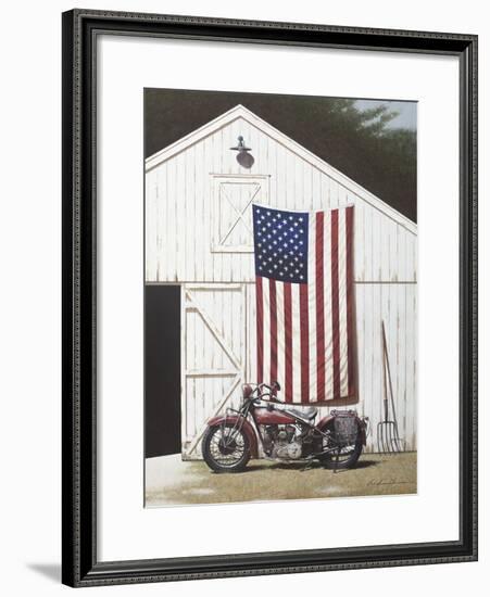 Barn and Motorcycle-Zhen-Huan Lu-Framed Art Print