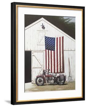 Barn and Motorcycle-Zhen-Huan Lu-Framed Art Print