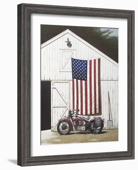 Barn and Motorcycle-Zhen-Huan Lu-Framed Giclee Print