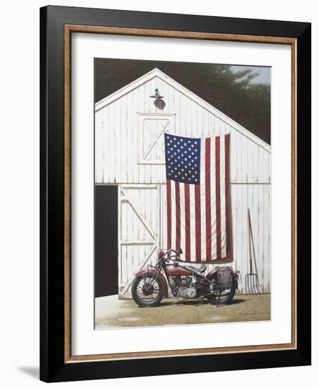 Barn and Motorcycle-Zhen-Huan Lu-Framed Giclee Print