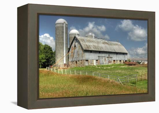 Barn and Silo, Minnesota, USA-Michael Scheufler-Framed Premier Image Canvas