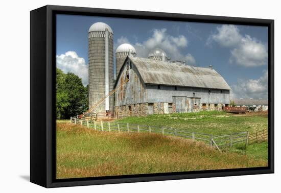 Barn and Silo, Minnesota, USA-Michael Scheufler-Framed Premier Image Canvas