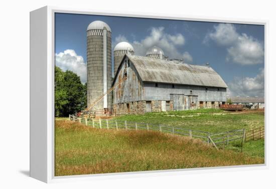 Barn and Silo, Minnesota, USA-Michael Scheufler-Framed Premier Image Canvas