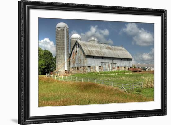 Barn and Silo, Minnesota, USA-Michael Scheufler-Framed Photographic Print