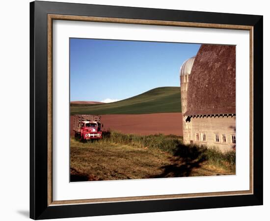 Barn and Truck in Palouse Area, Washington, USA-Janell Davidson-Framed Photographic Print