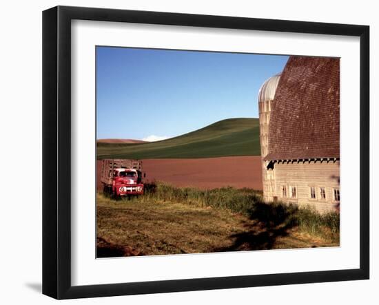 Barn and Truck in Palouse Area, Washington, USA-Janell Davidson-Framed Photographic Print