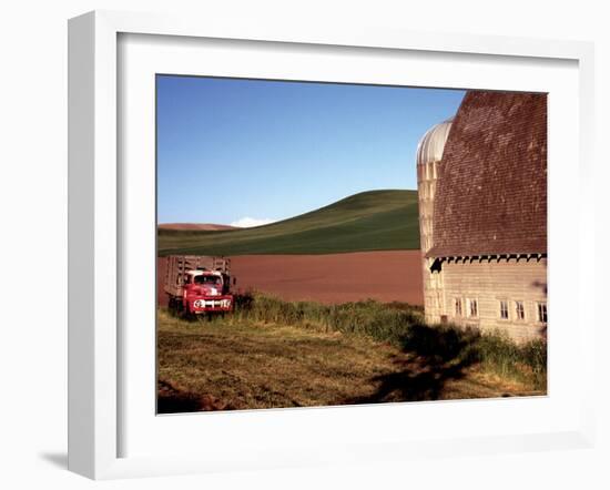 Barn and Truck in Palouse Area, Washington, USA-Janell Davidson-Framed Photographic Print