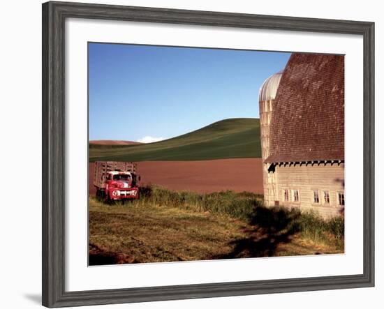 Barn and Truck in Palouse Area, Washington, USA-Janell Davidson-Framed Photographic Print