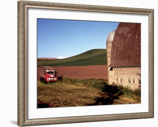 Barn and Truck in Palouse Area, Washington, USA-Janell Davidson-Framed Photographic Print