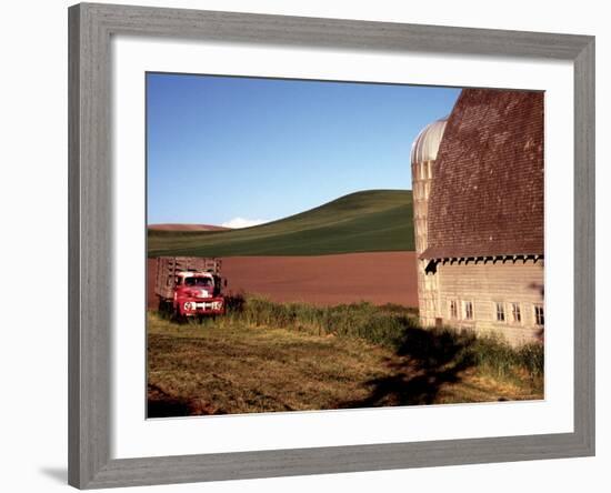 Barn and Truck in Palouse Area, Washington, USA-Janell Davidson-Framed Photographic Print