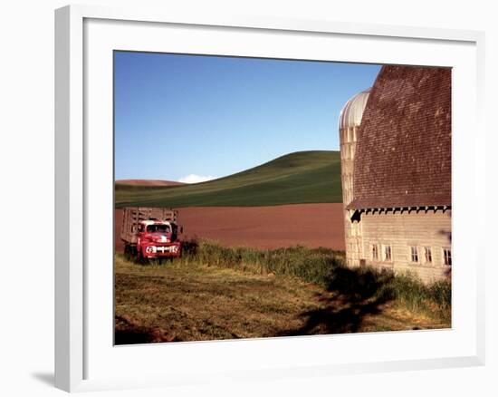 Barn and Truck in Palouse Area, Washington, USA-Janell Davidson-Framed Photographic Print