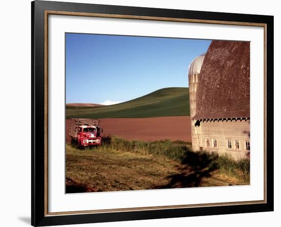 Barn and Truck in Palouse Area, Washington, USA-Janell Davidson-Framed Photographic Print