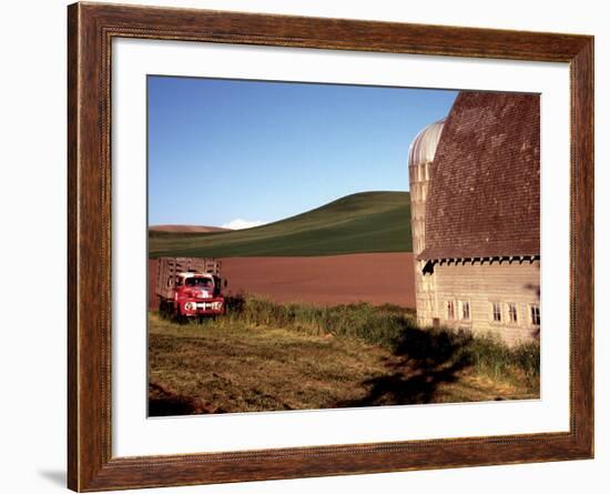 Barn and Truck in Palouse Area, Washington, USA-Janell Davidson-Framed Photographic Print