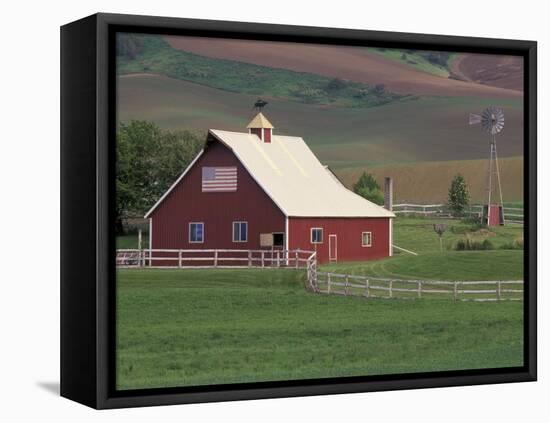 Barn and Windmill in Colfax, Palouse Region, Washington, USA-Adam Jones-Framed Premier Image Canvas