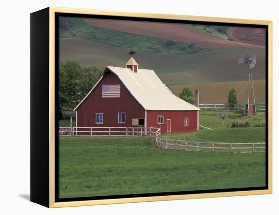 Barn and Windmill in Colfax, Palouse Region, Washington, USA-Adam Jones-Framed Premier Image Canvas