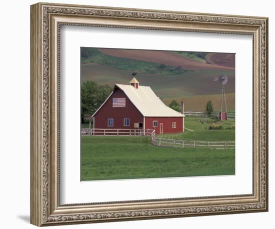 Barn and Windmill in Colfax, Palouse Region, Washington, USA-Adam Jones-Framed Photographic Print