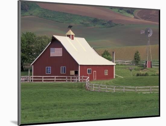 Barn and Windmill in Colfax, Palouse Region, Washington, USA-Adam Jones-Mounted Photographic Print