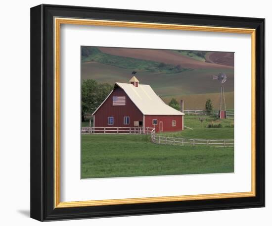 Barn and Windmill in Colfax, Palouse Region, Washington, USA-Adam Jones-Framed Photographic Print