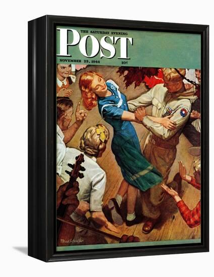 "Barn dance," Saturday Evening Post Cover, November 25, 1944-Mead Schaeffer-Framed Premier Image Canvas
