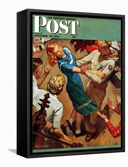 "Barn dance," Saturday Evening Post Cover, November 25, 1944-Mead Schaeffer-Framed Premier Image Canvas