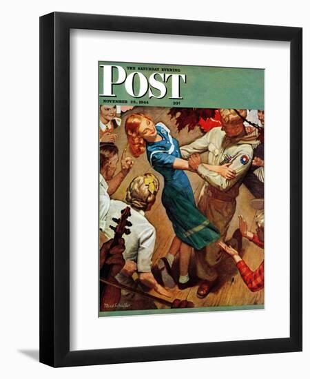 "Barn dance," Saturday Evening Post Cover, November 25, 1944-Mead Schaeffer-Framed Giclee Print