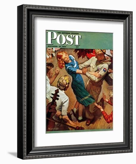 "Barn dance," Saturday Evening Post Cover, November 25, 1944-Mead Schaeffer-Framed Giclee Print