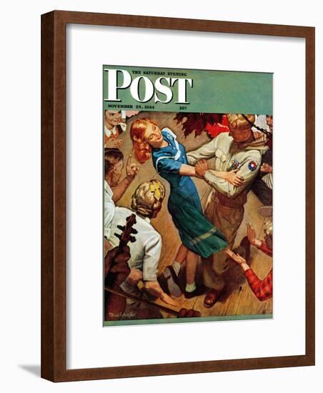 "Barn dance," Saturday Evening Post Cover, November 25, 1944-Mead Schaeffer-Framed Giclee Print