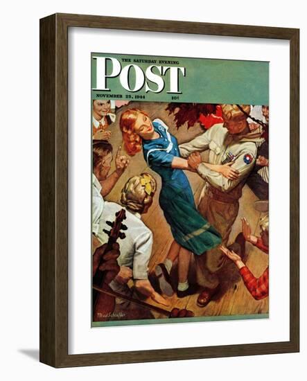 "Barn dance," Saturday Evening Post Cover, November 25, 1944-Mead Schaeffer-Framed Giclee Print