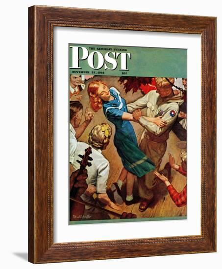 "Barn dance," Saturday Evening Post Cover, November 25, 1944-Mead Schaeffer-Framed Giclee Print