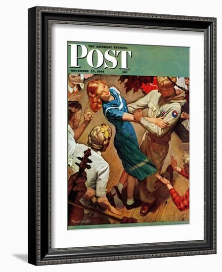 "Barn dance," Saturday Evening Post Cover, November 25, 1944-Mead Schaeffer-Framed Giclee Print