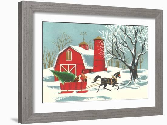 Barn, Horse-Drawn Sleigh-null-Framed Art Print