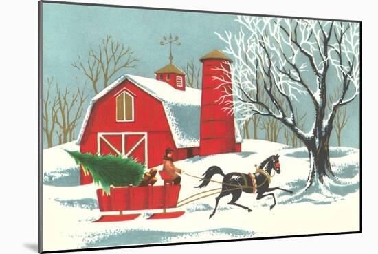 Barn, Horse-Drawn Sleigh-null-Mounted Art Print