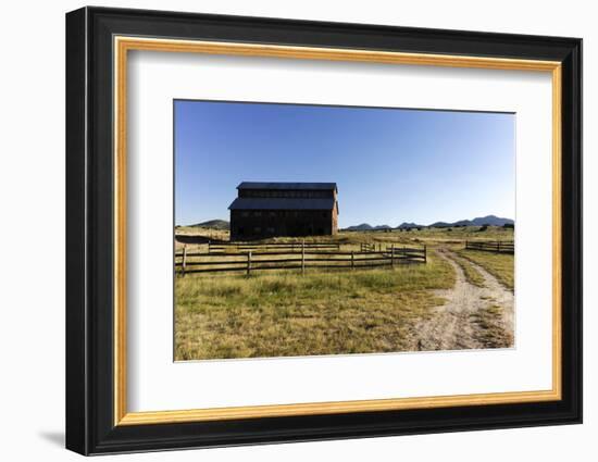 Barn in a rural landscape, Santa Fe, New Mexico, Usa.-Julien McRoberts-Framed Photographic Print