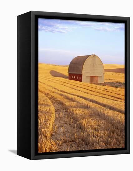 Barn in Harvested Field-Terry Eggers-Framed Premier Image Canvas