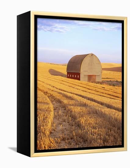 Barn in Harvested Field-Terry Eggers-Framed Premier Image Canvas