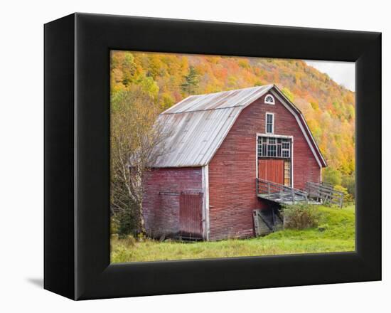 Barn in Vermont's Green Mountains, Hancock, Vermont, USA-Jerry & Marcy Monkman-Framed Premier Image Canvas